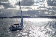 Auckland bridge view from the sea and sailing ship, New Zealand Stock Photography Auckland bridge view from the sea and sailing ship, New Zealand Stock Photography