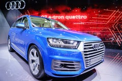 Audi Q7 E-Tron Quattro, Motor Show Geneve 2015. stock photo Audi Q7 E-Tron Quattro, Motor Show Geneve 2015. stock photo