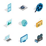 Audio e video icone, stile isometrico 3d illustrazione vettoriale Audio e video icone, stile isometrico 3d illustrazione vettoriale