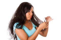 Aufgeteilte Haarspitzen lizenzfreie stockfotos Aufgeteilte Haarspitzen lizenzfreie stockfotos