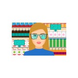 Augmented reality shows info about market shop product vector illustration Augmented reality shows info about market shop product vector illustration