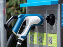 Augsburg, Germany - May 18, 2019: Electronic charging station in the city royalty free stock photo Augsburg, Germany - May 18, 2019: Electronic charging station in the city royalty free stock photo