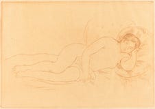 Auguste Renoir - женский обнаженный возлежать стоковые изображения rf Auguste Renoir - женский обнаженный возлежать стоковые изображения rf