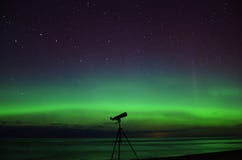 Night stars aurora northern polar lights and big dipper stars observating telescope royalty free stock photo Night stars aurora northern polar lights and big dipper stars observating telescope royalty free stock photo