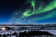 Aurora in Thingvellir, Iceland. Royalty Free Stock Photos Aurora in Thingvellir, Iceland. Royalty Free Stock Photos