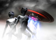 Ausländische Grau und UFO vektor abbildung Ausländische Grau und UFO vektor abbildung