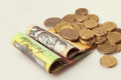 Australian money folded notes and coins Stock Photography Australian money folded notes and coins Stock Photography