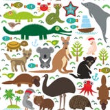 Australie d'animaux : Octop de dingo de kangourou de crocodile de tortue de serpent de wombat de perroquet de cacatoès de diable Image stock Australie d'animaux : Octop de dingo de kangourou de crocodile de tortue de serpent de wombat de perroquet de cacatoès de diable Image stock