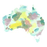australites Нарисованная рукой карта акварели красочная зеленый континент иллюстрация вектора australites Нарисованная рукой карта акварели красочная зеленый континент иллюстрация вектора
