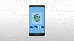 Authentication through Fingerprint, Mobile security concept animation. Authentication through Fingerprint, Mobile security concept Authentication through Fingerprint, Mobile security concept animation. Authentication through Fingerprint, Mobile security concept
