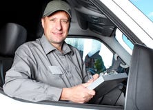 Autista di camion bello. immagini stock libere da diritti Autista di camion bello. immagini stock libere da diritti