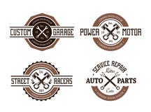 Auto emblemas denominados retros ilustração royalty free Auto emblemas denominados retros ilustração royalty free