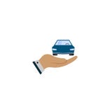 Auto mit Ikonenvektor Kaufender Autoknopf in der flachen Art Sparen Sie Geld für kaufendes Auto Hand vektor abbildung Auto mit Ikonenvektor Kaufender Autoknopf in der flachen Art Sparen Sie Geld für kaufendes Auto Hand vektor abbildung