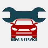 Auto repair design red car. On gray background, illustration royalty free illustration Auto repair design red car. On gray background, illustration royalty free illustration