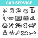 Auto-Service-stellten lineare Vektor-Ikonen dünnes Piktogramm ein stock abbildung Auto-Service-stellten lineare Vektor-Ikonen dünnes Piktogramm ein stock abbildung