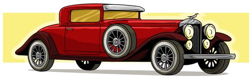 Auto-Vektorluxusikone der Retro- Weinlese der Karikatur rote lizenzfreie abbildung Auto-Vektorluxusikone der Retro- Weinlese der Karikatur rote lizenzfreie abbildung