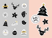 Autocollants et corrections d'hiver de Noël avec le lettrage Image libre de droits Autocollants et corrections d'hiver de Noël avec le lettrage Image libre de droits
