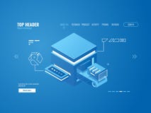 Automated factory assembly line, production conveyor, cloud sotage , data warehouse, information encryption process royalty free illustration Automated factory assembly line, production conveyor, cloud sotage , data warehouse, information encryption process royalty free illustration