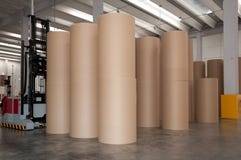 Automated warehouse (paper) with robotic forklift stock images Automated warehouse (paper) with robotic forklift stock images