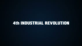 Automation, IT,Virtual reality, Artificial Intelligence, Internet of things. text animation &#x27;4th Industrial Revolution&#x27;