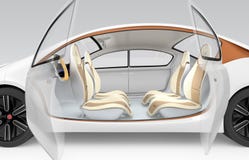Autonomous Car S Interior Concept. The Car Offer Folding Steering Wheel, Rotatable Passenger Seat Stock Images Autonomous Car S Interior Concept. The Car Offer Folding Steering Wheel, Rotatable Passenger Seat Stock Images
