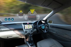 autonomous driving car and digital speedometer technology image Royalty Free Stock Images autonomous driving car and digital speedometer technology image Royalty Free Stock Images
