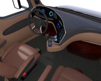 Autonomous truck interior with brown seats and touch screen instrument panel Vector Illustration Autonomous truck interior with brown seats and touch screen instrument panel Vector Illustration