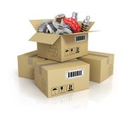 Autoteile im cardbox Automobilkorbshop Autoteilst. stock abbildung Autoteile im cardbox Automobilkorbshop Autoteilst. stock abbildung