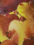 Autumn Hearts. Hearts in autumn colors, painted by the photographer in watercolor technique stock illustration Autumn Hearts. Hearts in autumn colors, painted by the photographer in watercolor technique stock illustration