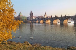 Autumn Landscape With Views Of The Charles Bridge In Prague Stock Photography Autumn Landscape With Views Of The Charles Bridge In Prague Stock Photography
