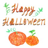 Watercolor Halloween pumpkins on white background.Happy Halloween card for greeting, decoration. vector illustration Watercolor Halloween pumpkins on white background.Happy Halloween card for greeting, decoration. vector illustration