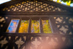 Autumn reflections in old house windows royalty free stock photography Autumn reflections in old house windows royalty free stock photography