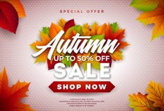 Autumn Sale Design avec les feuilles en baisse et inscription sur le fond clair Illustration automnale de vecteur avec le Special illustration stock Autumn Sale Design avec les feuilles en baisse et inscription sur le fond clair Illustration automnale de vecteur avec le Special illustration stock