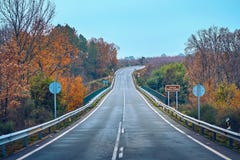 Autumn scene with road in the forest in La Vera, Extremadura. Spain royalty free stock images Autumn scene with road in the forest in La Vera, Extremadura. Spain royalty free stock images