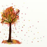 Autumn Tree Child Painting Royalty Free Stock Images