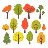 Autumn trees collection isolated on white background. Vector illustration stock illustration Autumn trees collection isolated on white background. Vector illustration stock illustration