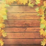 Autunnale rimane il vecchio scrittorio di legno fotografia stock Autunnale rimane il vecchio scrittorio di legno fotografia stock