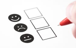 Avaliação da experiência do cliente, questionário do feedback do empregado ou conceito da votação do negócio fotografia de stock Avaliação da experiência do cliente, questionário do feedback do empregado ou conceito da votação do negócio fotografia de stock