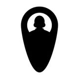 Avatar för profil för person för användare för navigeringsymbolsvektor kvinnlig med symbol för stift för markör för lägeöversikt royaltyfri illustrationer Avatar för profil för person för användare för navigeringsymbolsvektor kvinnlig med symbol för stift för markör för lägeöversikt royaltyfri illustrationer