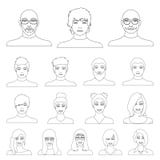 Avatar i twarz zarysowywamy ikony w ustalonej kolekci dla projekta Osoby ` s pojawienia symbolu zapasu sieci wektorowa ilustracja ilustracja wektor Avatar i twarz zarysowywamy ikony w ustalonej kolekci dla projekta Osoby ` s pojawienia symbolu zapasu sieci wektorowa ilustracja ilustracja wektor