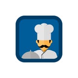 Avatar masculino do cozinheiro chefe com vetor da placa coberta na forma quadrada ilustração do vetor Avatar masculino do cozinheiro chefe com vetor da placa coberta na forma quadrada ilustração do vetor
