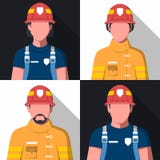 Avatars lisos do vetor dos bombeiros ilustração royalty free Avatars lisos do vetor dos bombeiros ilustração royalty free