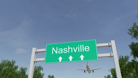 Avião que chega ao aeroporto de Nashville que viaja ao Estados Unidos ilustração stock Avião que chega ao aeroporto de Nashville que viaja ao Estados Unidos ilustração stock