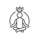 Avkopplingmeditation, mindfulness, koncentrationsvektorlinje symbol, tecken, illustration på bakgrund, redigerbara slaglängder royaltyfri illustrationer Avkopplingmeditation, mindfulness, koncentrationsvektorlinje symbol, tecken, illustration på bakgrund, redigerbara slaglängder royaltyfri illustrationer