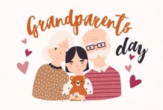 Avô e avó que afagam com neto Abraçando o avô, a avó e a neta Família Loving ilustração royalty free Avô e avó que afagam com neto Abraçando o avô, a avó e a neta Família Loving ilustração royalty free