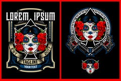 Awesome Calavera Catrina head or candy skull with tattoo machine vector royalty free illustration Awesome Calavera Catrina head or candy skull with tattoo machine vector royalty free illustration