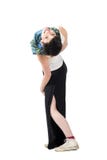 Awkward pose of young playful short hair woman bending backwards and looking at camera upside down Royalty Free Stock Images Awkward pose of young playful short hair woman bending backwards and looking at camera upside down Royalty Free Stock Images