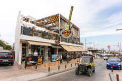 AYIA NAPA, CYPRUS - JUNE 02, 2018: View of Hard Rock Cafe - a popular place for music lovers royalty free stock image AYIA NAPA, CYPRUS - JUNE 02, 2018: View of Hard Rock Cafe - a popular place for music lovers royalty free stock image