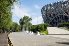 Azja Chiny, Pekin, Olimpijski park, nowożytna architektura, Krajowy stadium Obrazy Royalty Free Azja Chiny, Pekin, Olimpijski park, nowożytna architektura, Krajowy stadium Obrazy Royalty Free