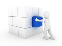azul humano do cubo do negócio 3d Fotografia de Stock azul humano do cubo do negócio 3d Fotografia de Stock